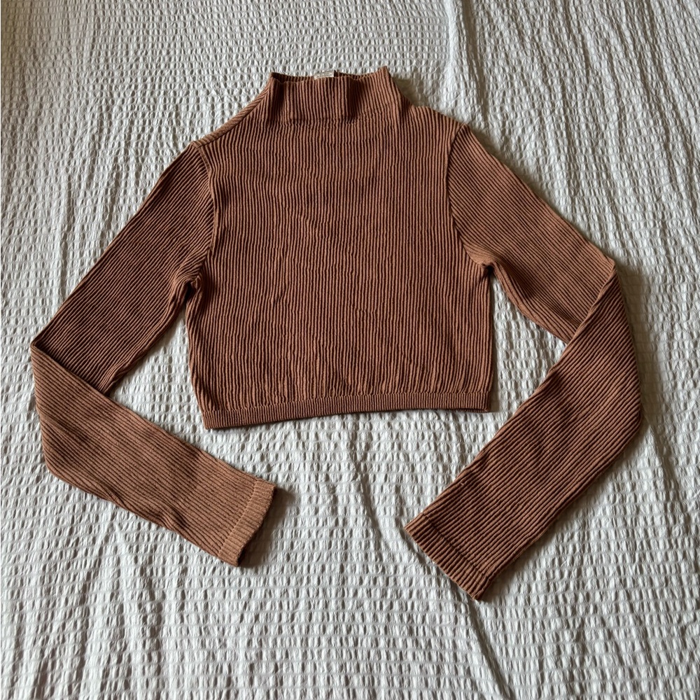 Choices Tan Ribbed Knit Top